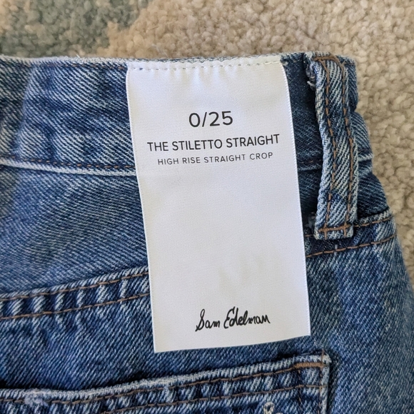 Sam Edelman The Stilleto Straight High Rise Straight Crop Blue Jeans, Size 0/25 - Picture 3 of 3